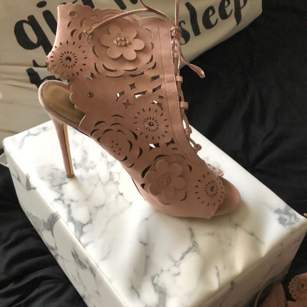 Blush Pink Peep Toe Heel